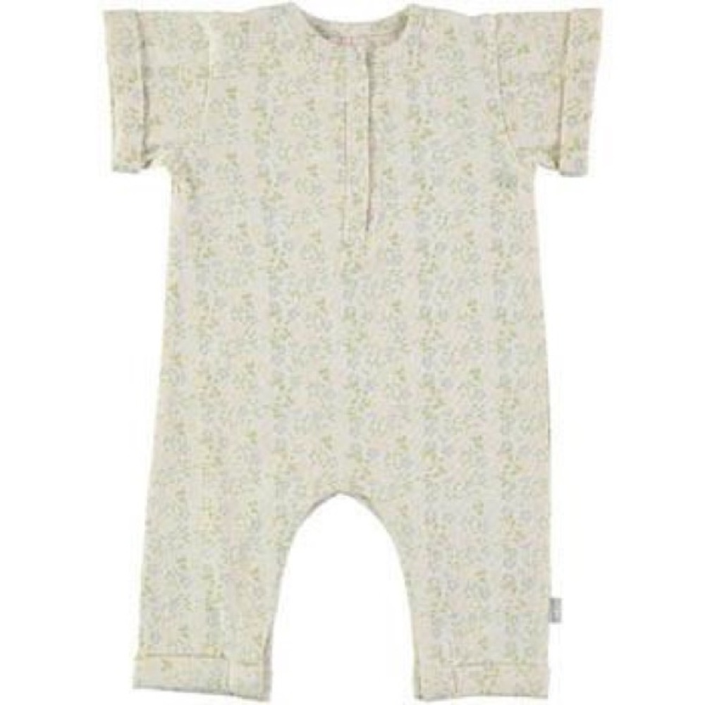 The Little Tailor short-sleeved pink &green romper